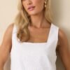 Blissfully Chill Days White Linen Blend Sleeveless Crop Top