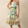 Aylaya Sao Paulo Ivory Tropical Print Cotton Midi Dress