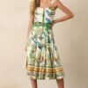 Aylaya Sao Paulo Ivory Tropical Print Cotton Midi Dress