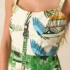 Aylaya Sao Paulo Ivory Tropical Print Cotton Midi Dress
