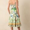 Aylaya Sao Paulo Ivory Tropical Print Cotton Midi Dress