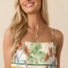 Aylaya Sydney Ivory Tropical Print Cotton Crop Top