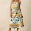 Aylaya Amazon Ivory Tropical Print Cotton Midi Skirt