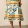 Aylaya Amazon Ivory Tropical Print Cotton Midi Skirt