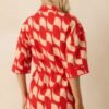 Aylaya Red Geometric Print Linen Blend Venice Mini Dress