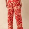 Aylaya Red Floral Print Linen Blend Key West Pants