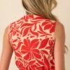 Aylaya Red Geometric Print Linen Blend Boracay Top