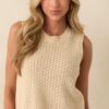 Better Than Ever Beige Knit Sleeveless Top