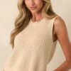 Better Than Ever Beige Knit Sleeveless Top