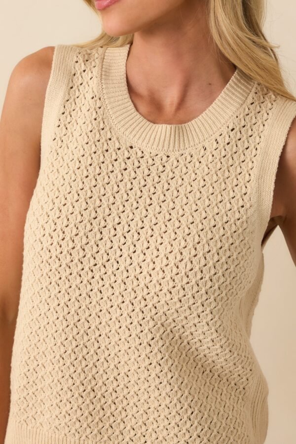 Better Than Ever Beige Knit Sleeveless Top