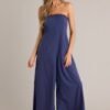 Behind The Smile Navy Strapless Jumpsuit