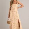Blooming Grace Orange Peach Floral Maxi Dress