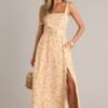 Blooming Grace Orange Peach Floral Maxi Dress