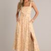 Blooming Grace Orange Peach Floral Maxi Dress