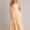 Blooming Grace Orange Peach Floral Maxi Dress