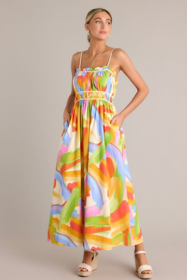 Call Me Yours Cotton Yellow Multi Print Maxi Dress