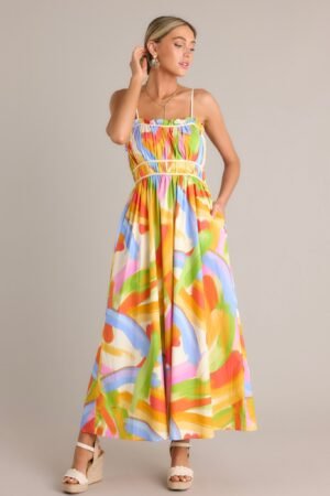 Call Me Yours Cotton Yellow Multi Print Maxi Dress