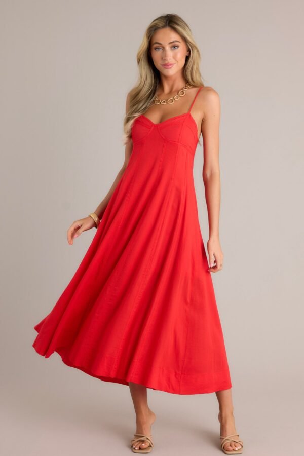 Celestial Beauty Red Bustier Maxi Dress