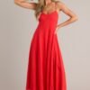 Celestial Beauty Red Bustier Maxi Dress