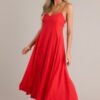 Celestial Beauty Red Bustier Maxi Dress