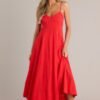 Celestial Beauty Red Bustier Maxi Dress