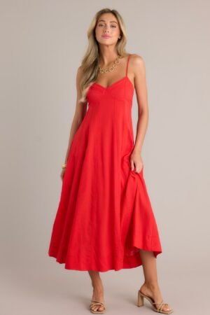 Celestial Beauty Red Bustier Maxi Dress