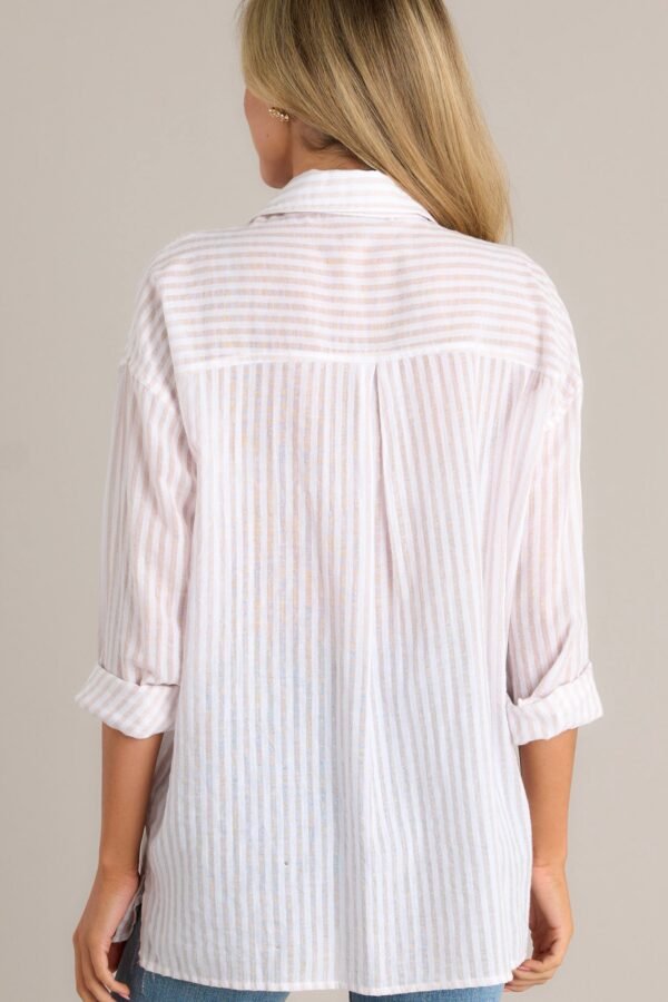 Catch Your Gaze Beige Stripe Top