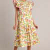 Blossoming Love 100% Cotton Yellow Floral Midi Dress