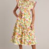 Blossoming Love 100% Cotton Yellow Floral Midi Dress