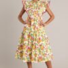 Blossoming Love 100% Cotton Yellow Floral Midi Dress