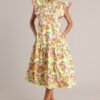Blossoming Love 100% Cotton Yellow Floral Midi Dress