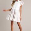 Best Of The Best Taupe Stripe Mini Shirt Dress