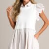Best Of The Best Taupe Stripe Mini Shirt Dress