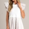 Best Of The Best Taupe Stripe Mini Shirt Dress
