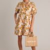 Blissful Treasure 100% Cotton Honey Yellow Floral Mini Dress