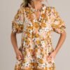 Blissful Treasure 100% Cotton Honey Yellow Floral Mini Dress