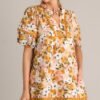 Blissful Treasure 100% Cotton Honey Yellow Floral Mini Dress