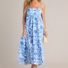Blooming Romance Blue Floral Maxi Dress