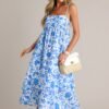Blooming Romance Blue Floral Maxi Dress