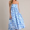 Blooming Romance Blue Floral Maxi Dress