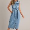 Blue Jean Babe Medium Wash Denim Maxi Dress