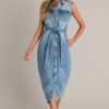 Blue Jean Babe Medium Wash Denim Maxi Dress