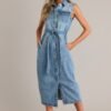 Blue Jean Babe Medium Wash Denim Maxi Dress