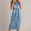 Blue Jean Babe Medium Wash Denim Maxi Dress