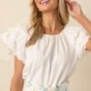 Bianca White Cotton Embroidered Scallop Top