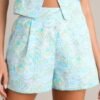 Can't Forget Sky Blue Scallop Print Shorts