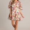 Butterfly Bliss 100% Cotton Ivory Floral Print Dress