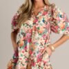 Butterfly Bliss 100% Cotton Ivory Floral Print Dress