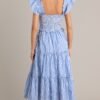 Bayside Stroll 100% Cotton Blue Stripe Smocked Midi Dress