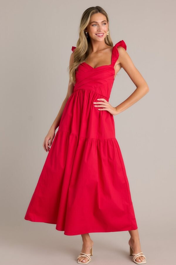 Blushing Belle Red Midi Dress